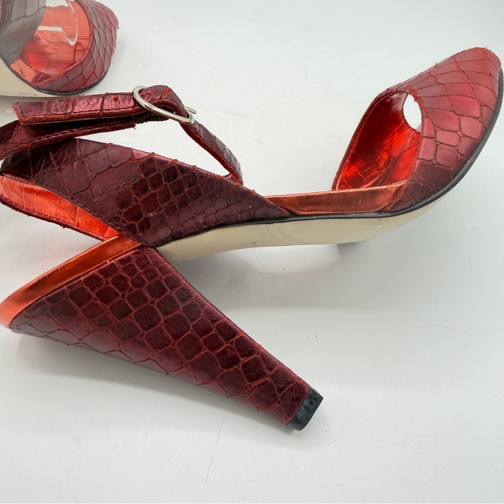 Enzo Angiolini Metallic Red Croc-Embossed Heels - Picture 7 of 7